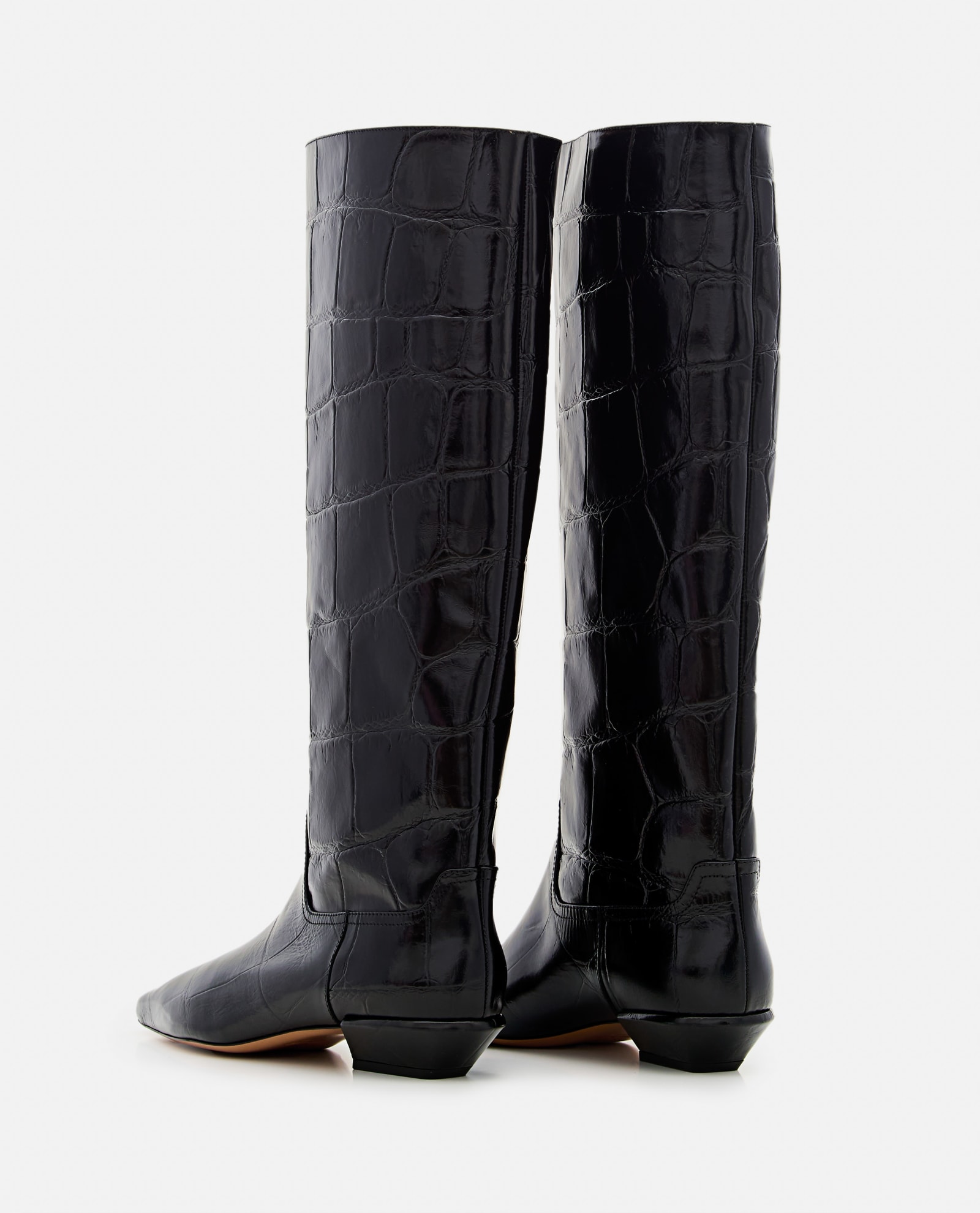 Shop Paris Texas Embossed Croco Leather Bettina Boots In Black