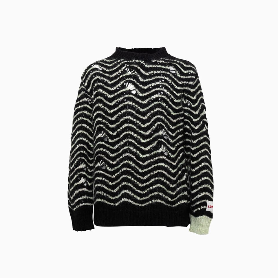 Longo Jacquard Wave Sweater In Grey