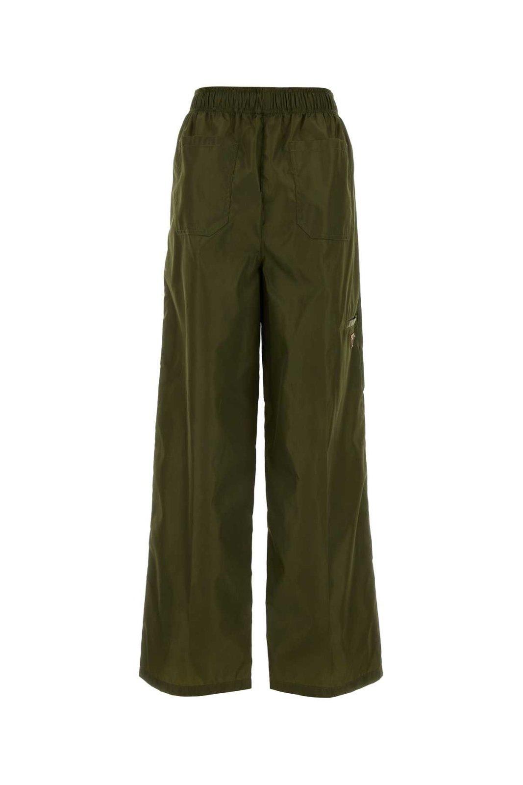 Shop Prada Elasticated Waistband Straight-leg Trousers In Loden