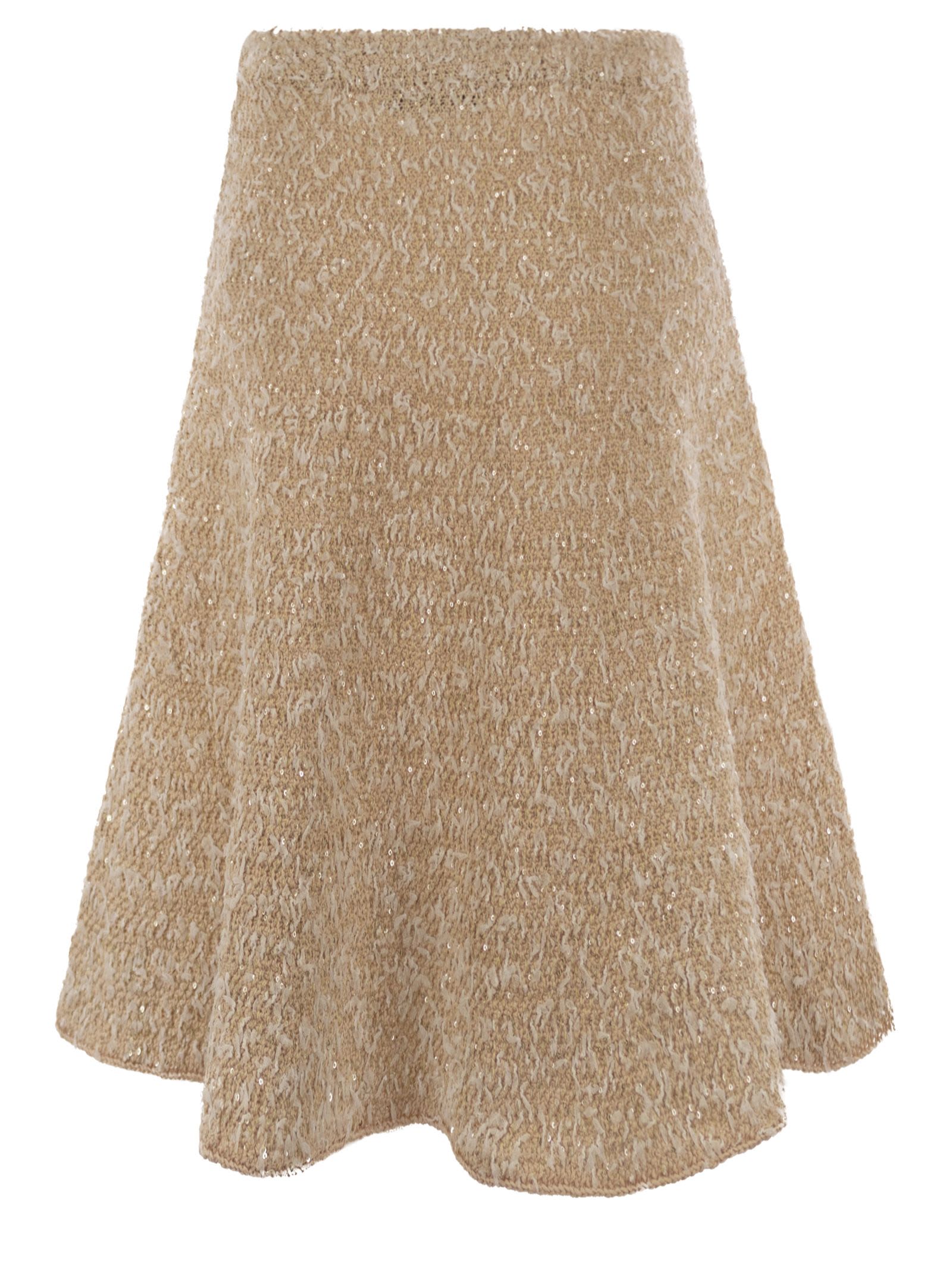 Shop Fabiana Filippi Tweed Effect Flared Skirt In Beige