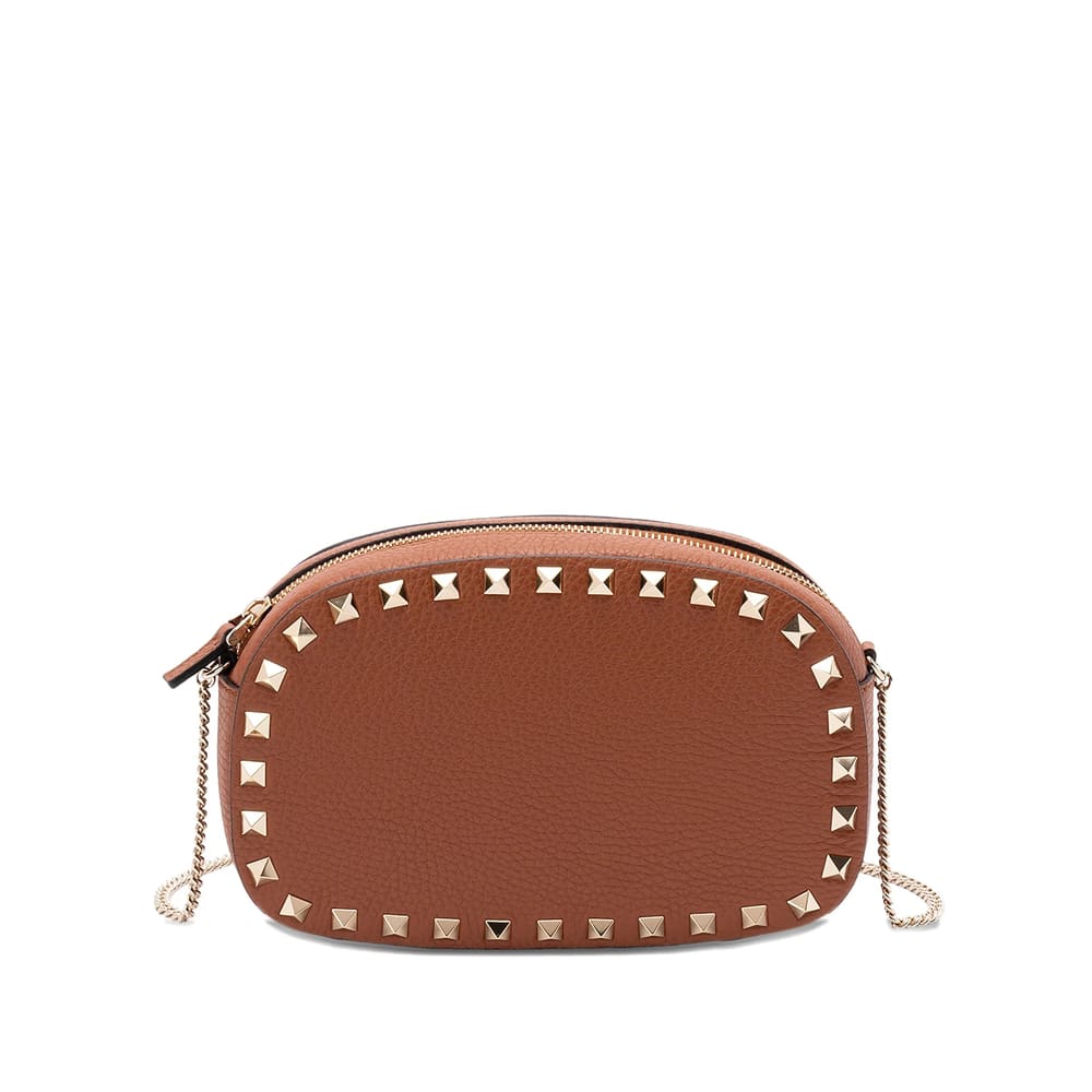 Valentino Garavani Rockstud Mini Shoulder Bag In Brown