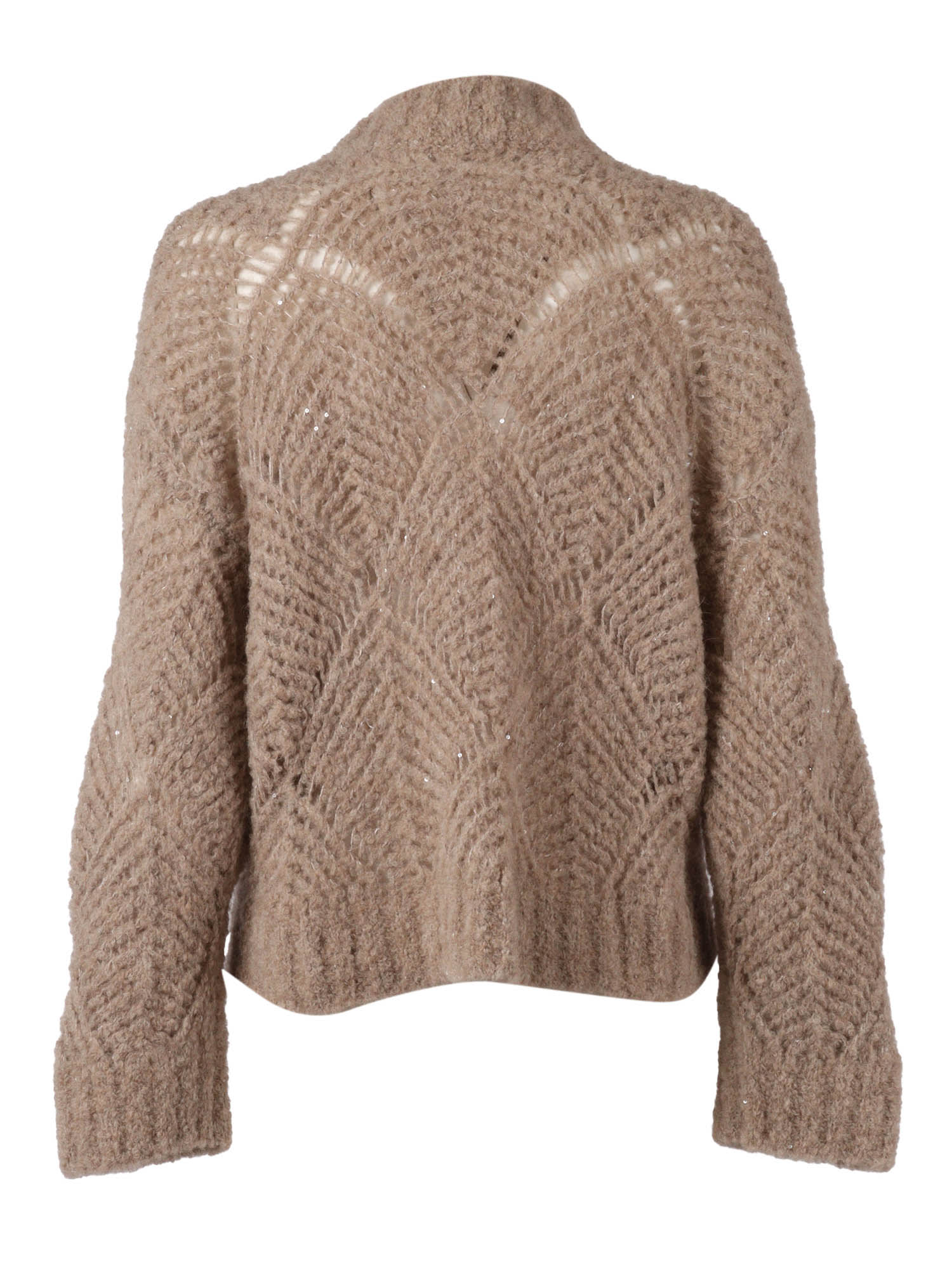 Antonelli Long-sleeved Knitted Sweater In Brown