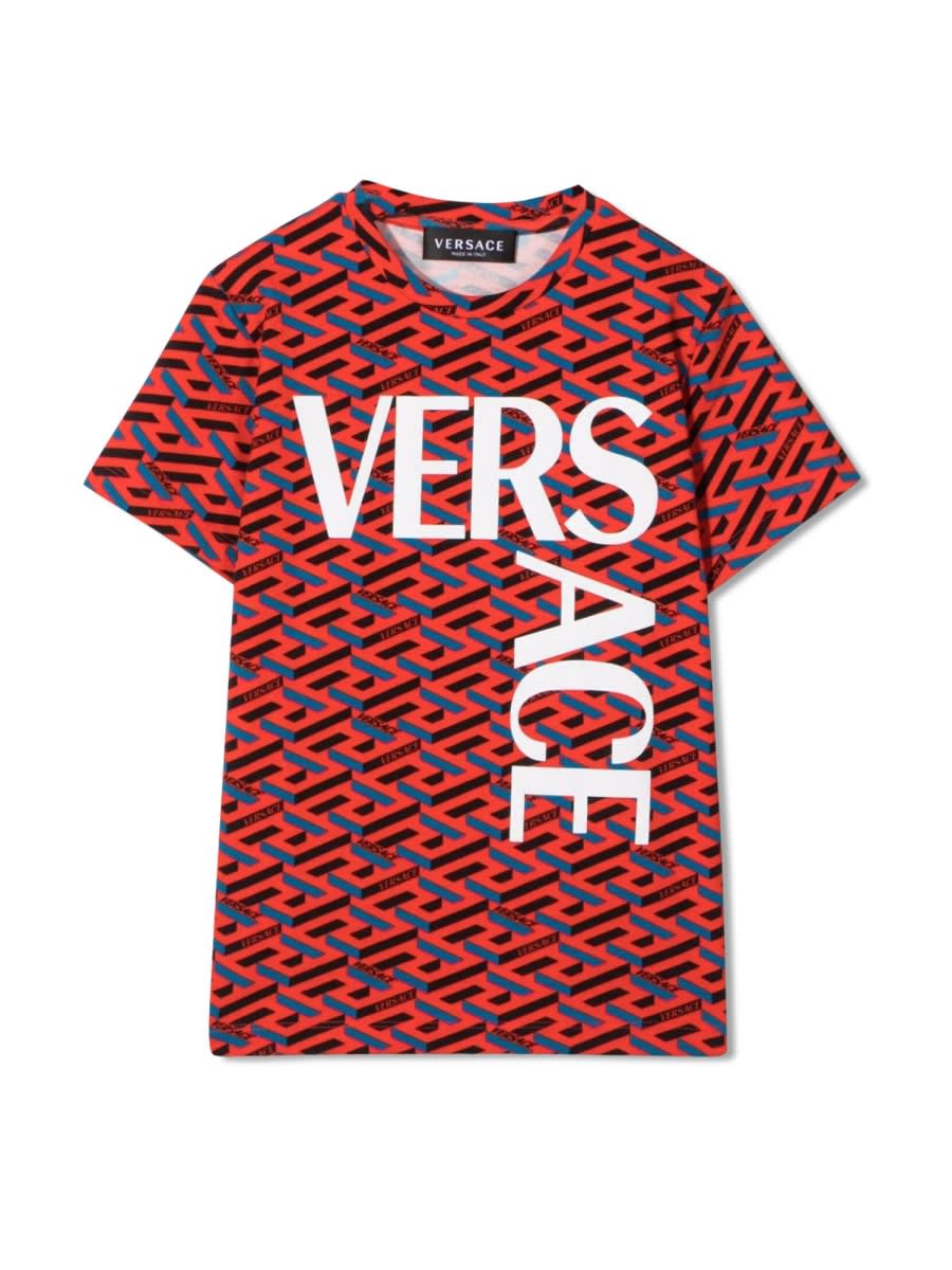 Versace Kids' T-shirt Jersey Monogram + St.  In Orange