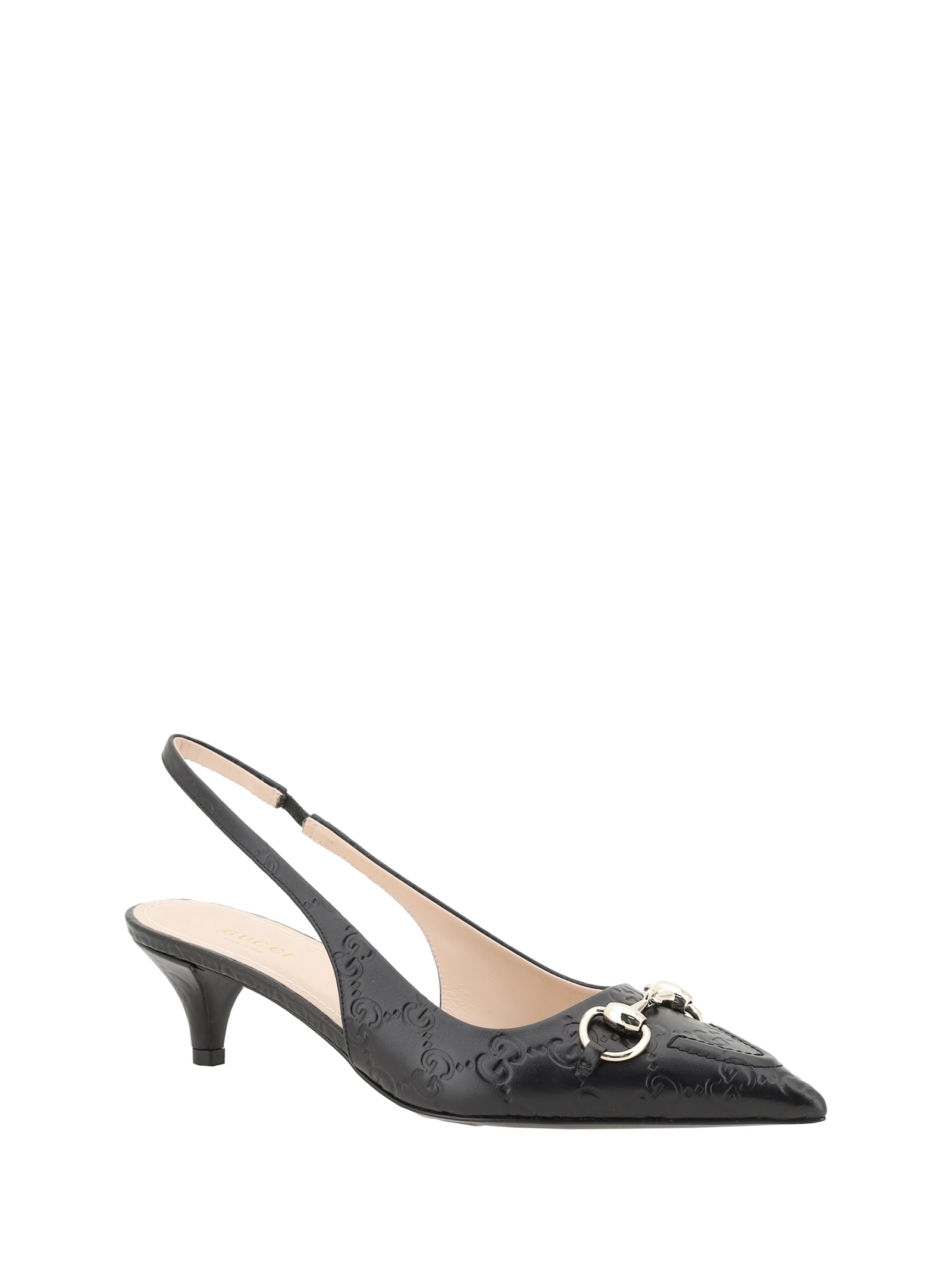 Gucci Horse-collar Button Open-heel Shoes In Black/black