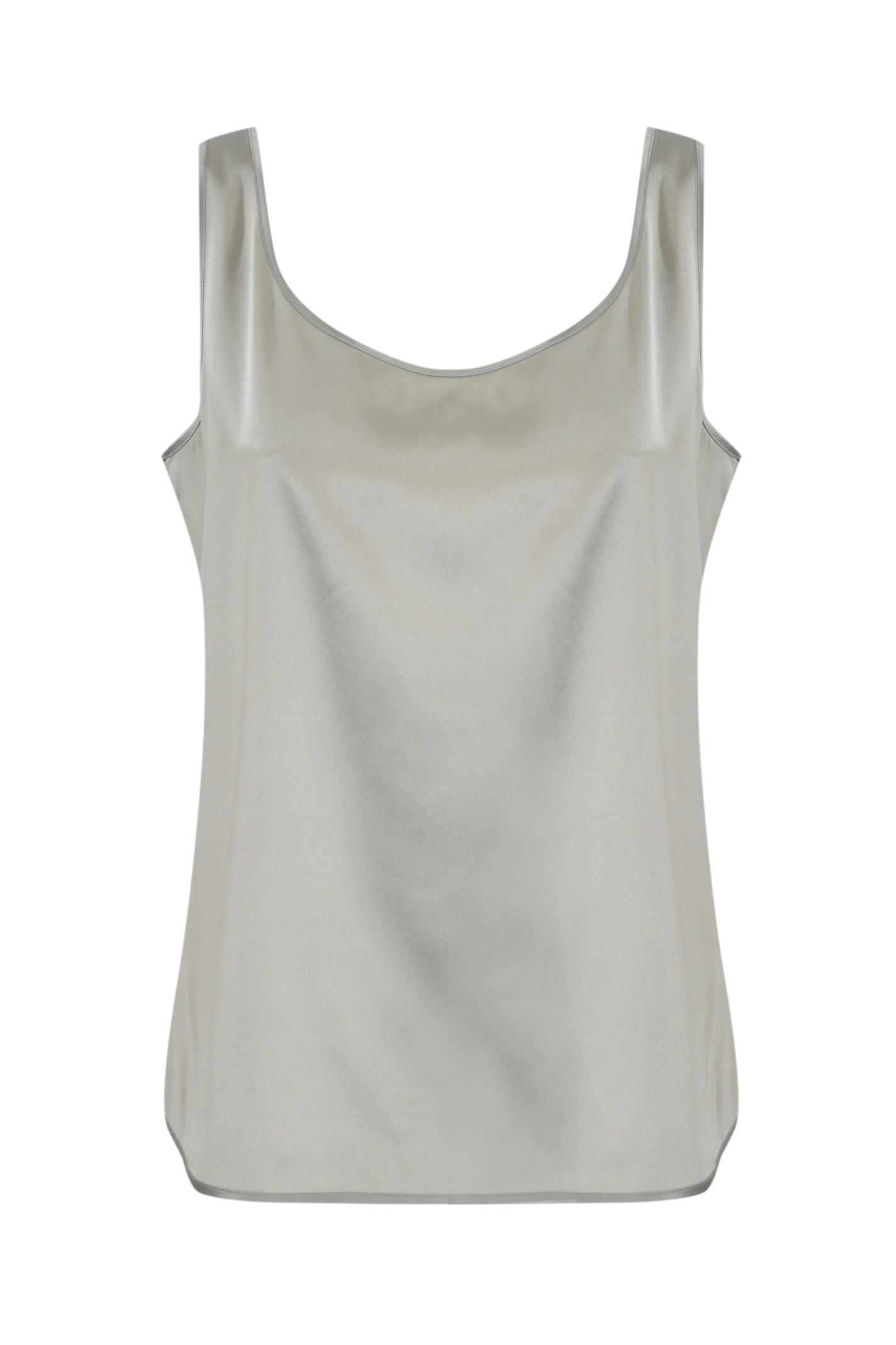 Max Mara Pan Tank Top In Silk Satin In Nebbia