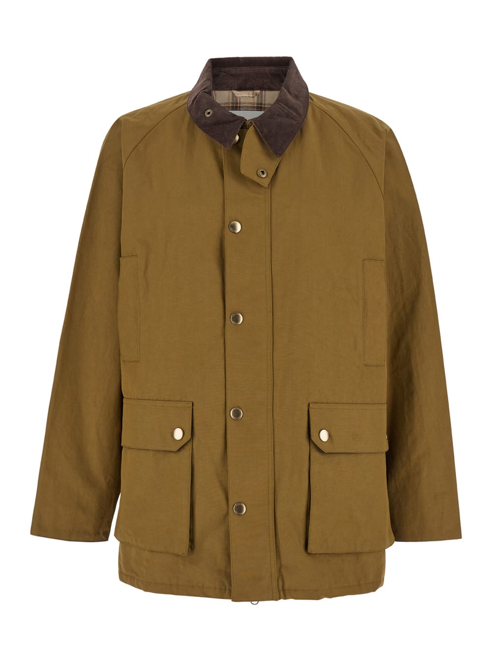 Shop Dunst Hunting Beige Jacket With Classic Collar And Adjustable Belt In Cotton Blend Man In Green