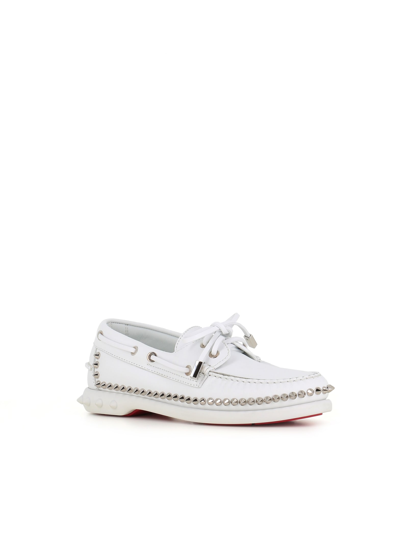 Shop Christian Louboutin Boat Loafer Gerockel In Bianca