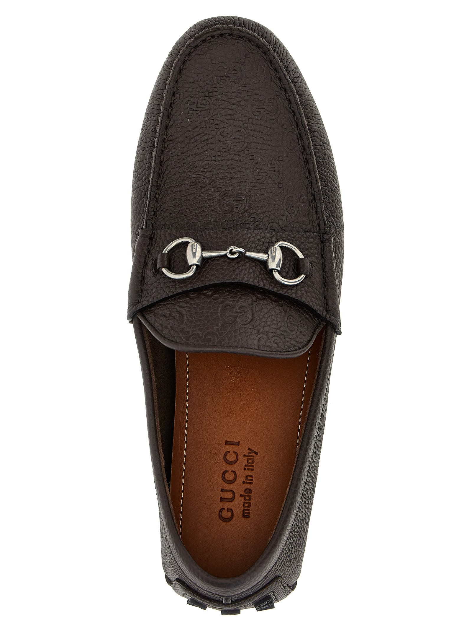 Shop Gucci Morsetto Driver Loafers In Brown