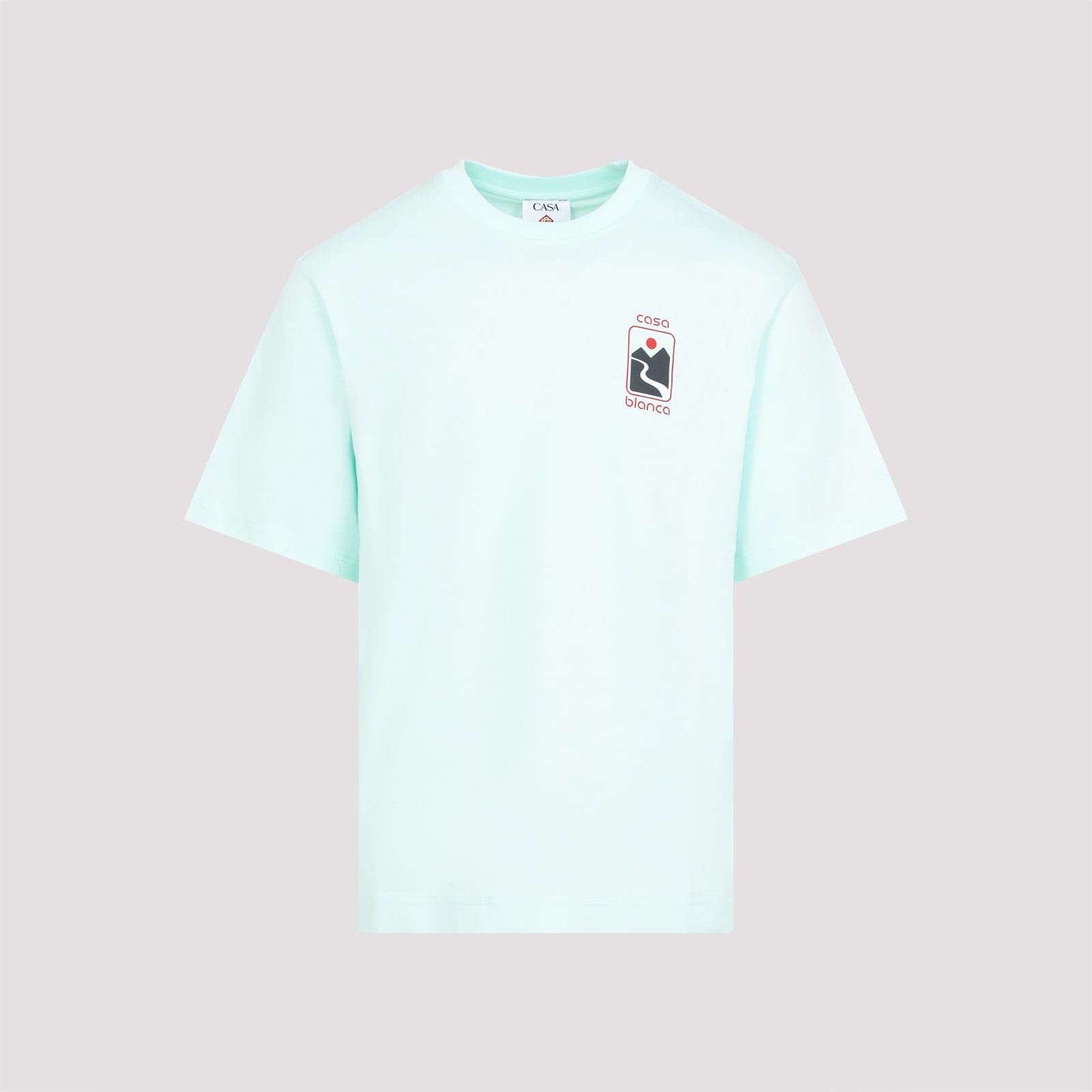 Casablanca Green T-shirt With Crewneck And Logo On The Front And Maxi Logo On The Back In Blue