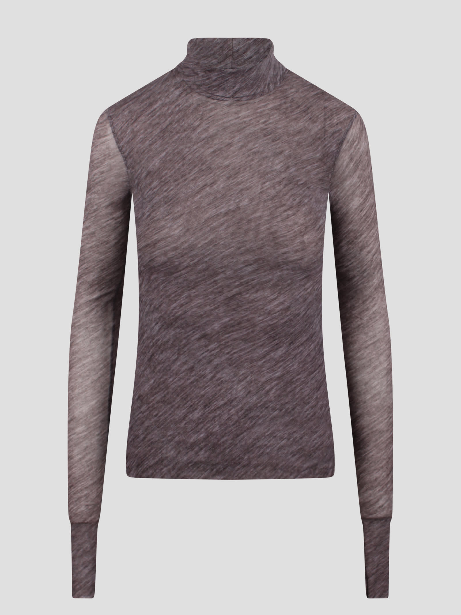 Stretch Tulle Printed Turtleneck Jumper