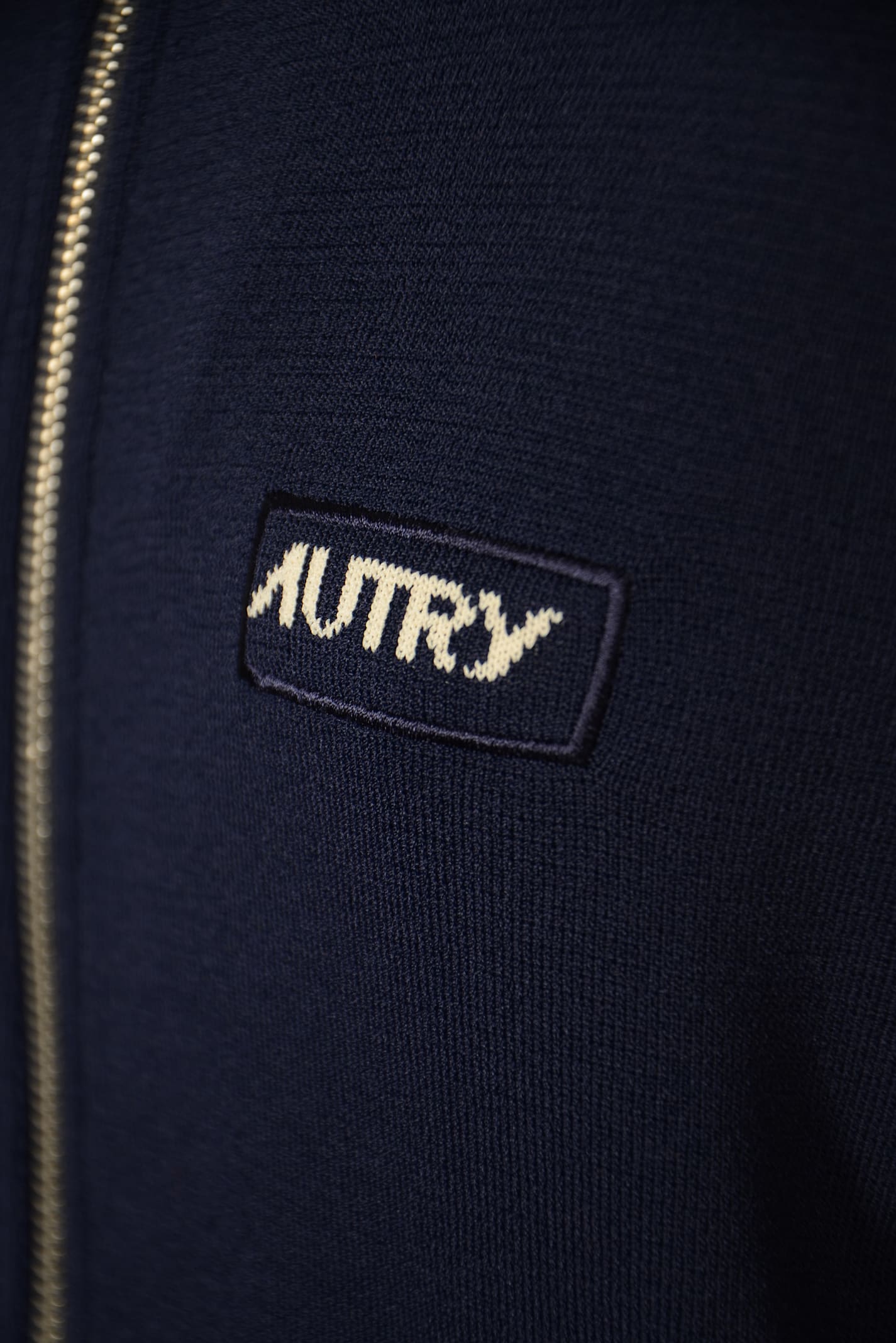 Shop Autry Stripe Sleeve Logo Detail Jacket In Knit Blue