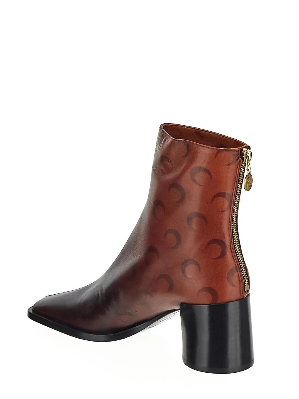 Shop Marine Serre Airbrushed Leather Ankle Boots In Brown