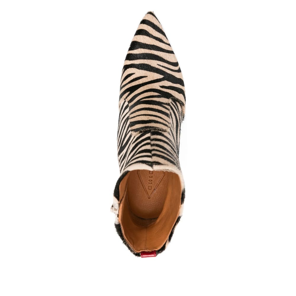 Chie Mihara 80mm Zebra-print Block-heel Ankle Boots In Multi
