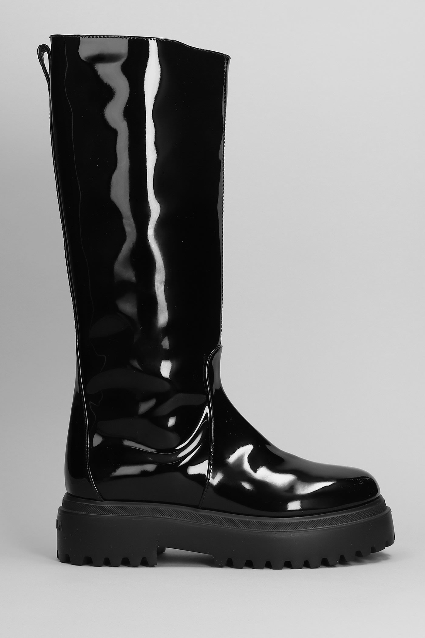 Le Silla Ranger Low Heels Boots In Black Pvc