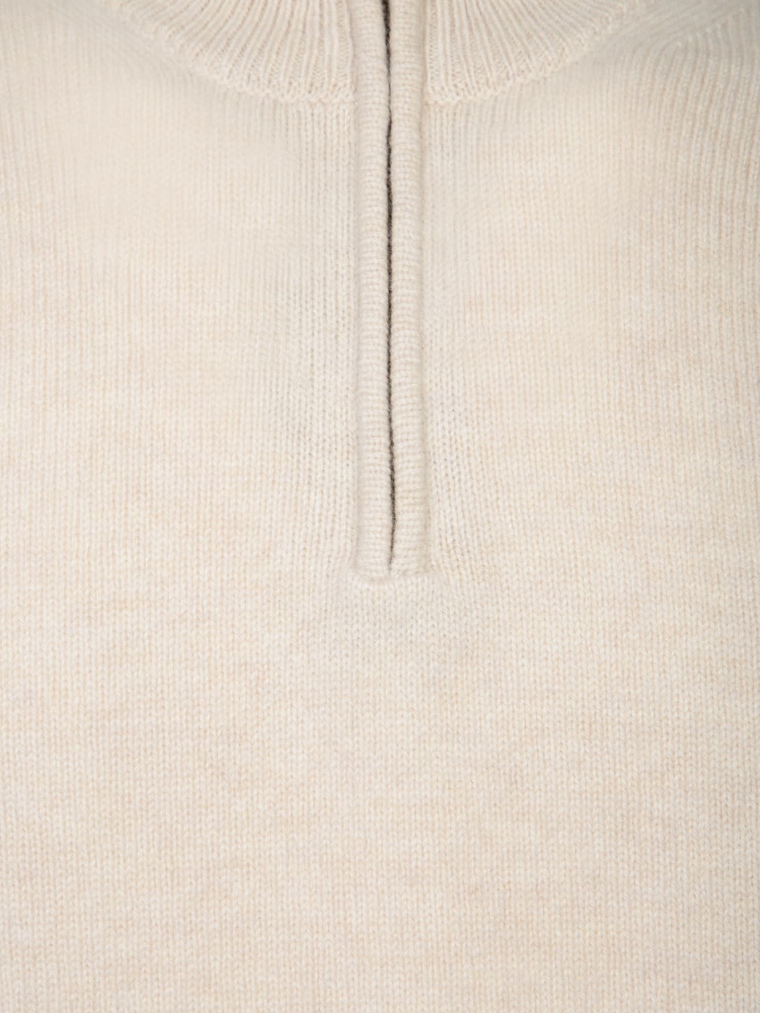 Shop Zanone High Neck Nude Sweater With Half Zip In Beige