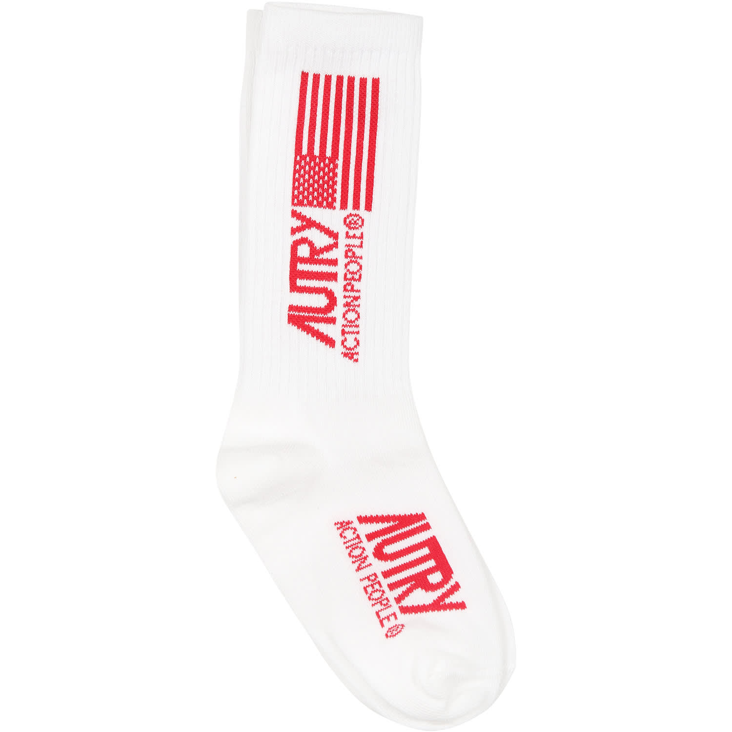 Autry White Socks For Kids With Red Logo