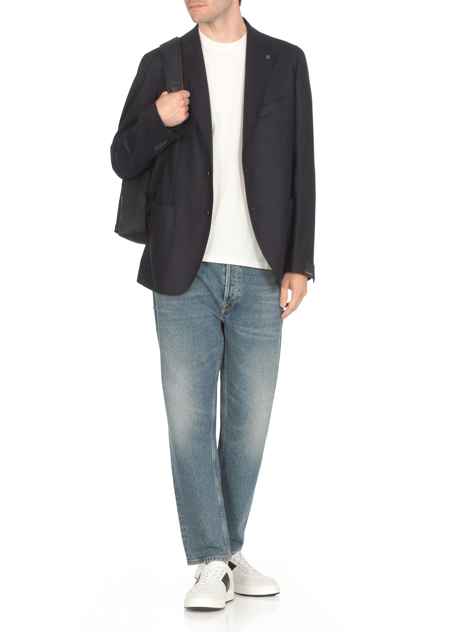 Shop Tagliatore Virgin Wool Jacket In Blue