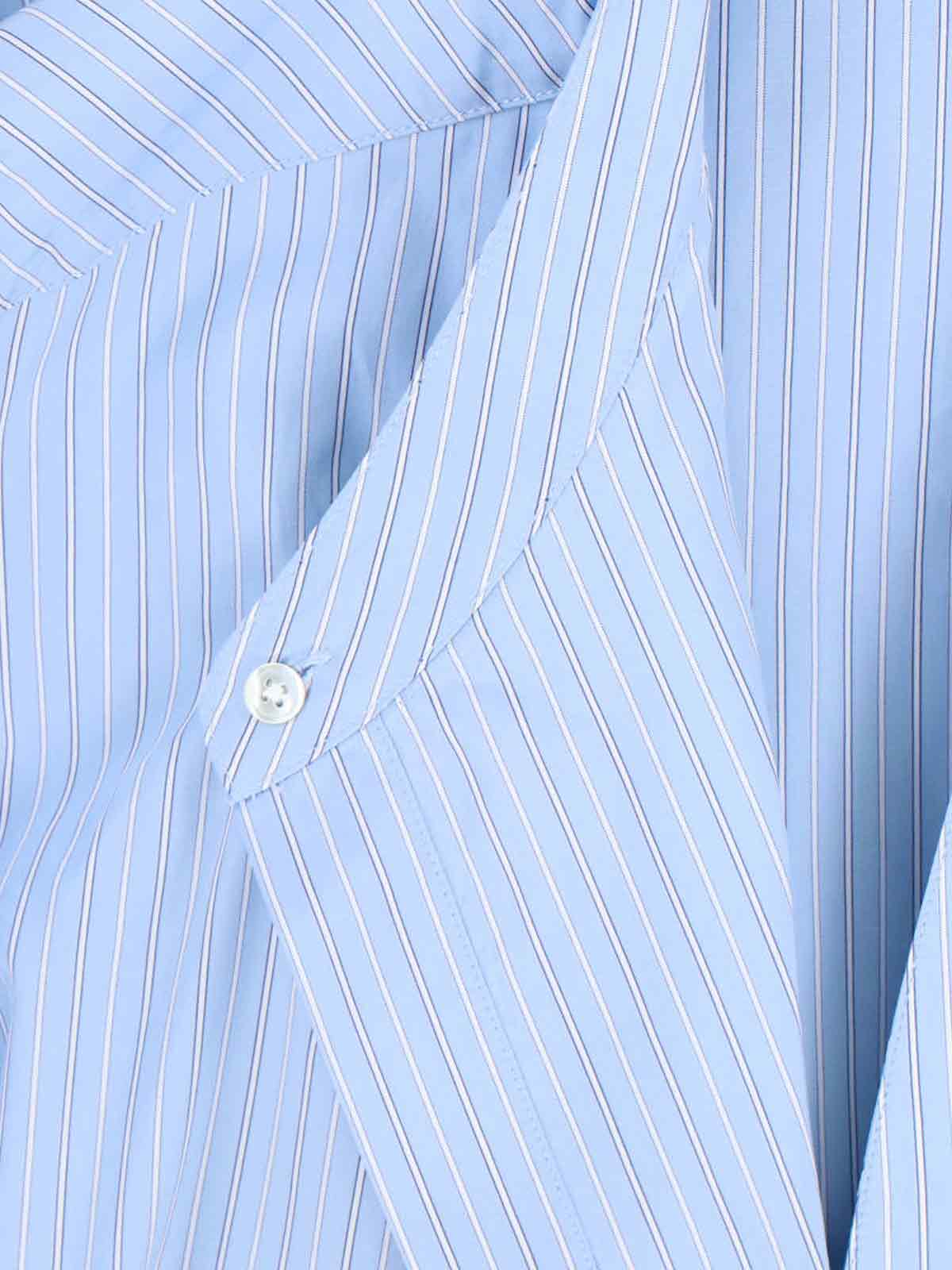 Rohe Róhe Asymmetrical Stripe Shirt In Light Blue Cotton In Blue