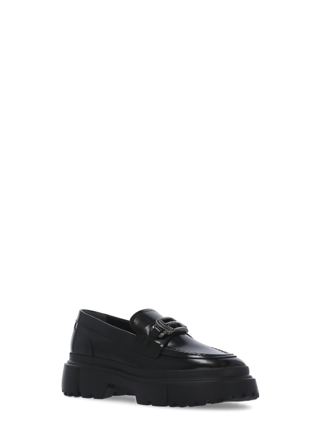 Hogan H543 Moccasins In Brushed Leather In Black