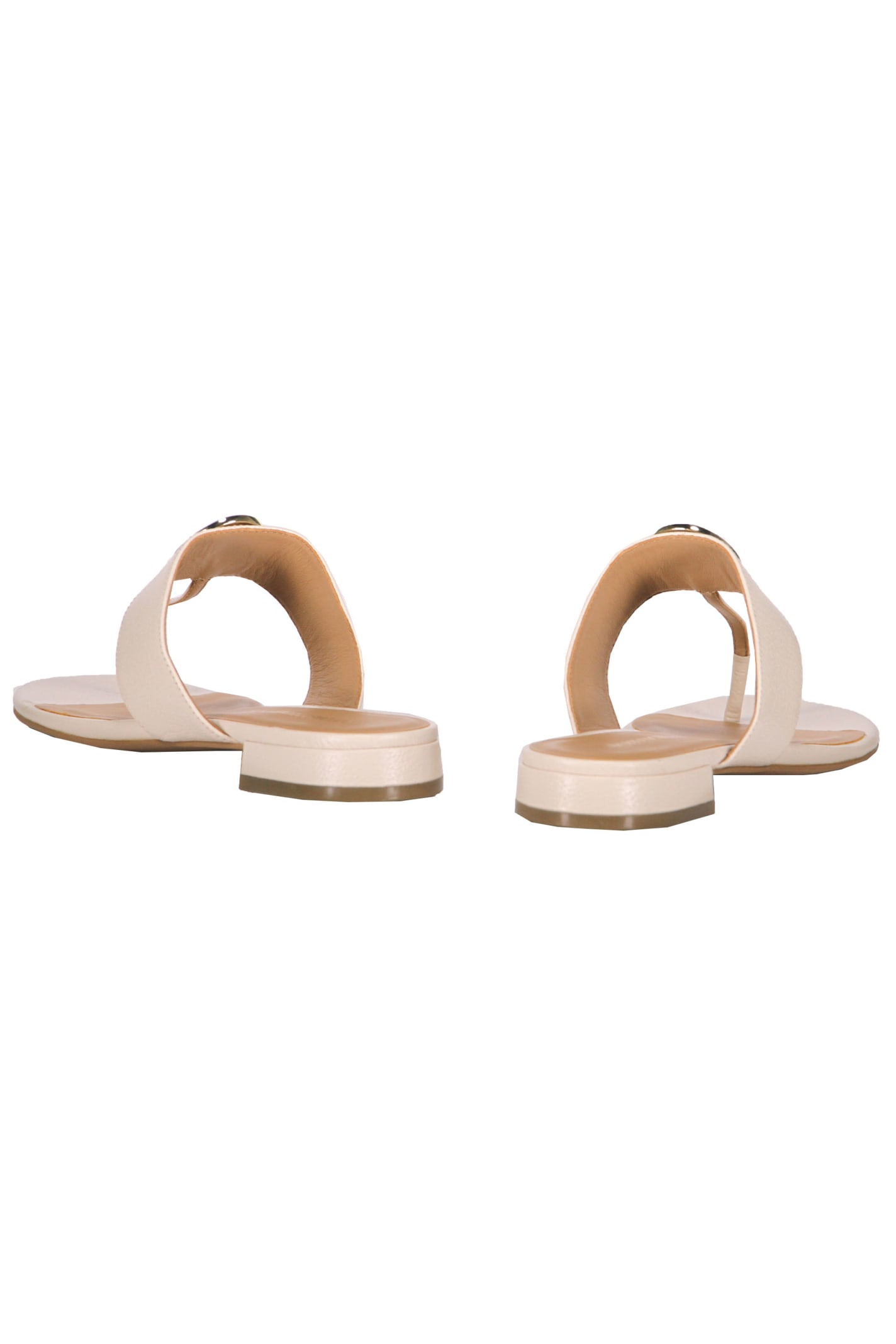 Shop Emporio Armani Leather Thong-sandals In Ivory