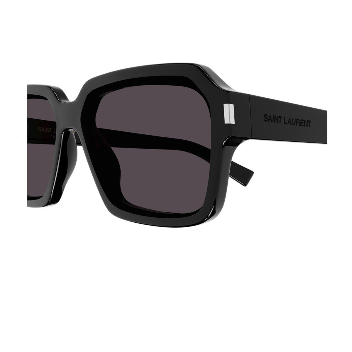 Shop Saint Laurent Square Frame Sunglasses In 001 Black Black Black