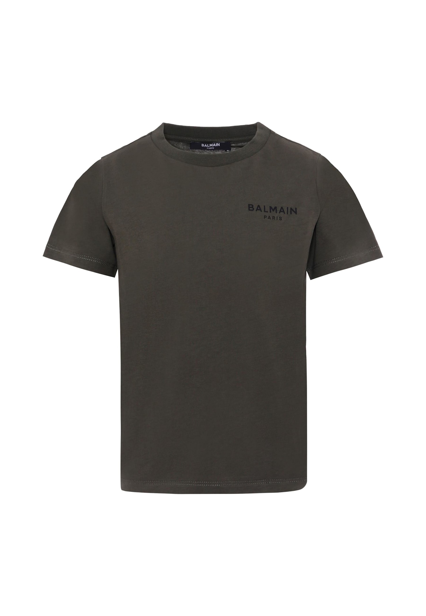 Balmain Logo-embroidered T-shirt In Gray