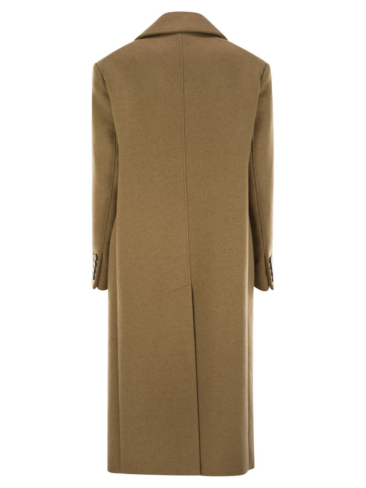 Shop Max Mara Certo Double-breasted Long-sleeved Coat In Cammello