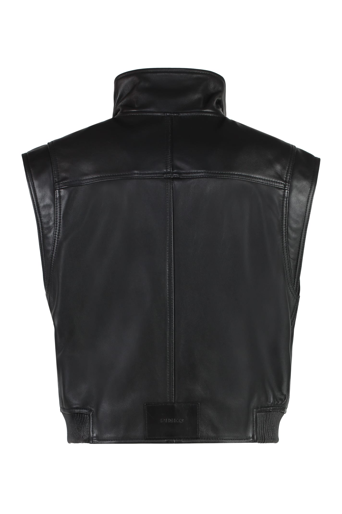 Shop Pinko Gambia Leather Vest In Black