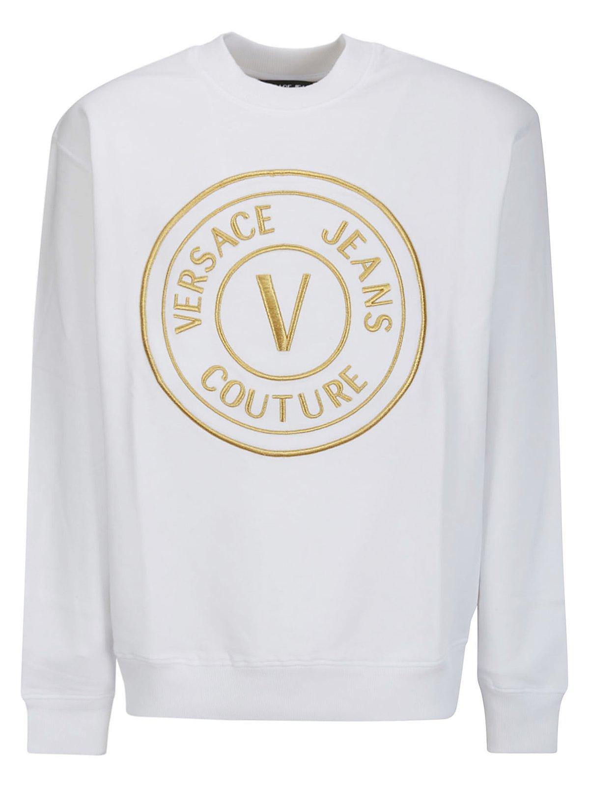 Shop Versace Jeans Couture V-emblem Embroidered Crewneck Sweatshirt