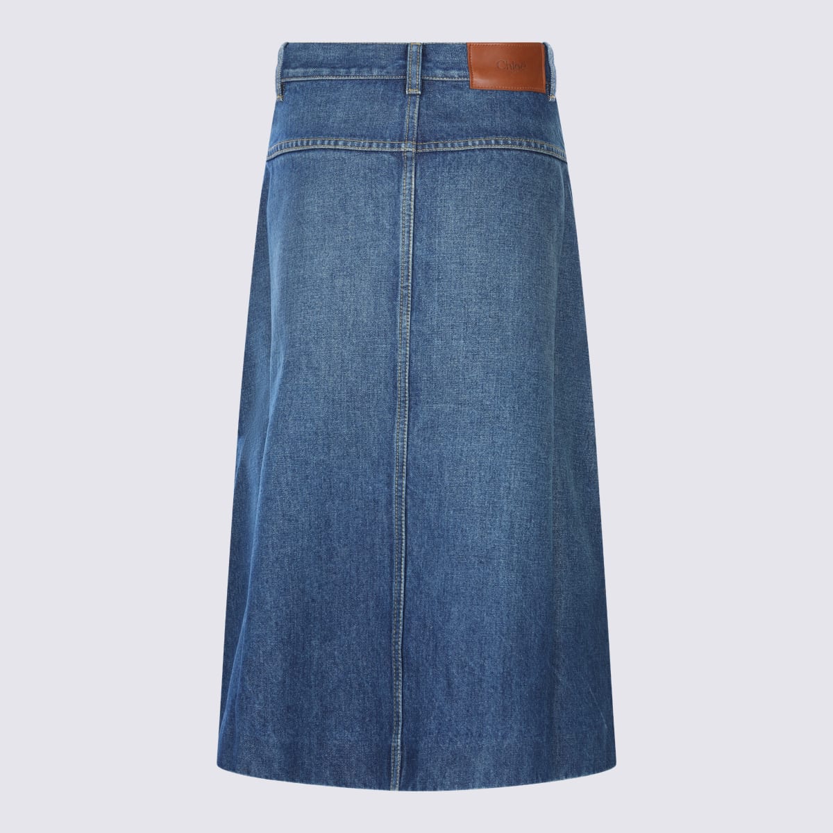 Chloé Blue Cotton Midi Skirt In Blue