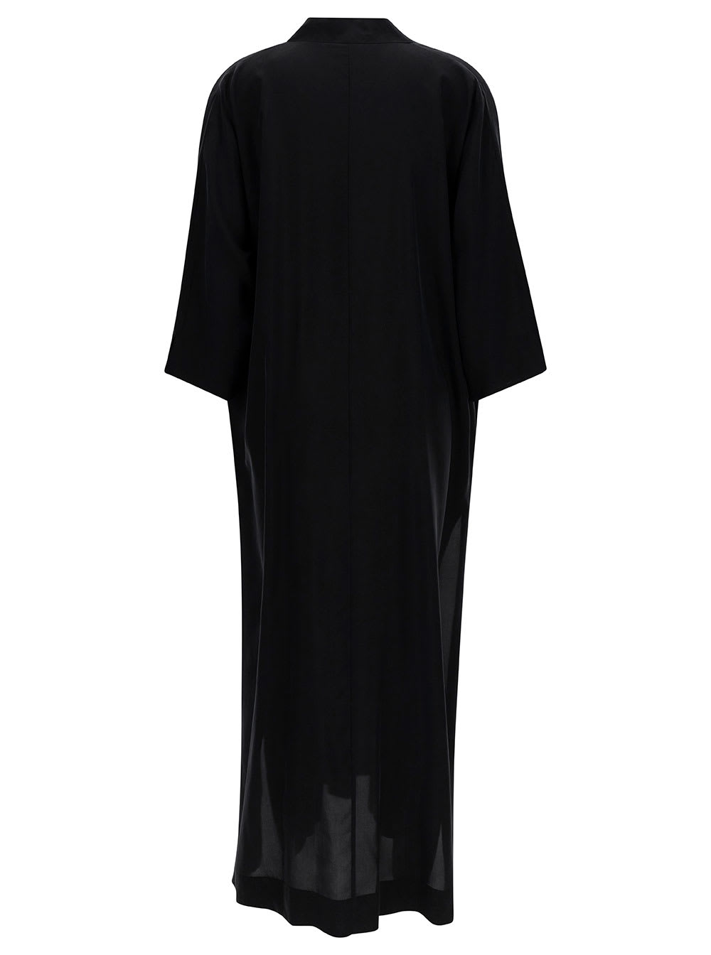 Shop P.a.r.o.s.h Maxi Black Loose Dress With V Neckline In Silk Woman