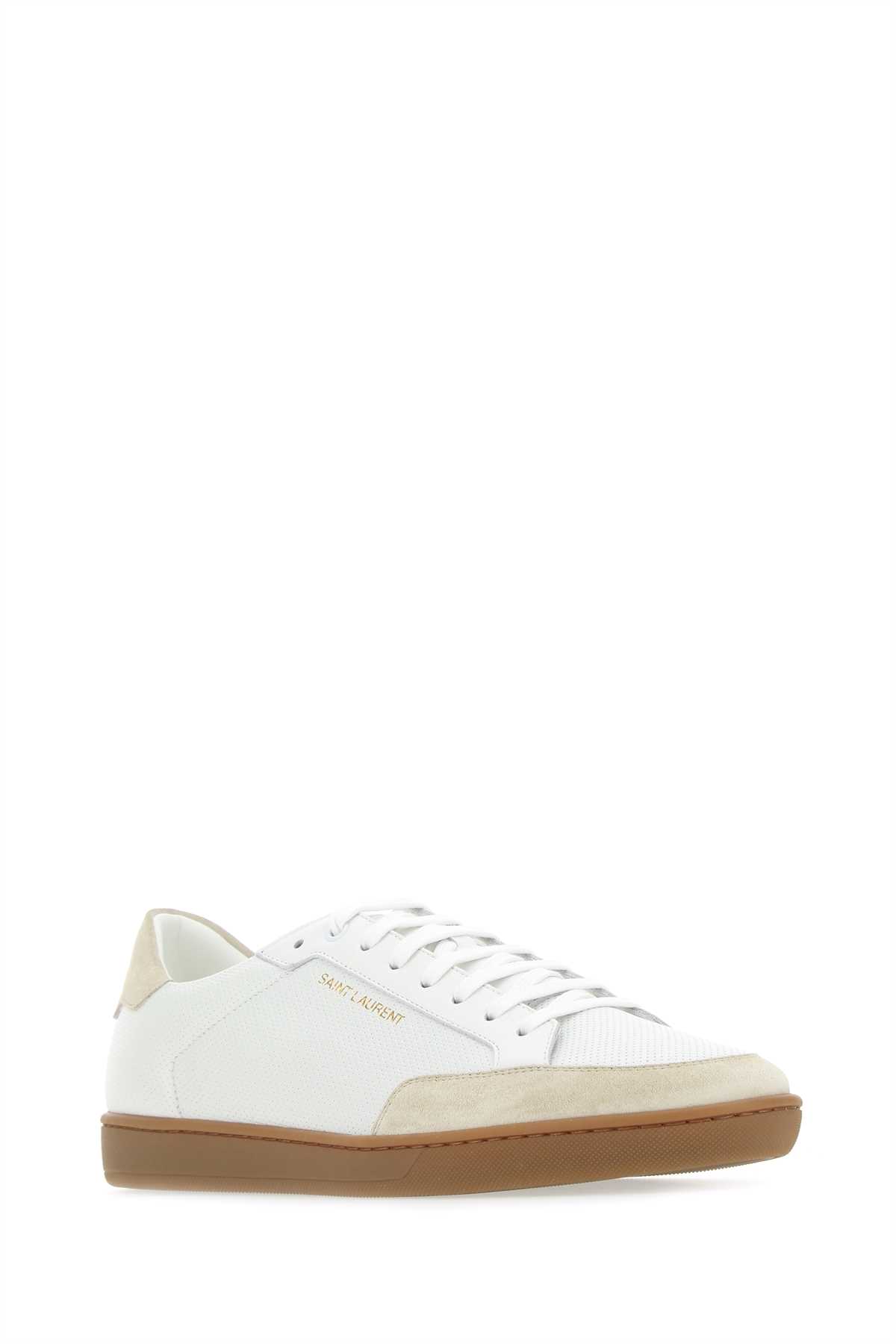 Saint Laurent White Leather Sneakers In Blopblopblopan