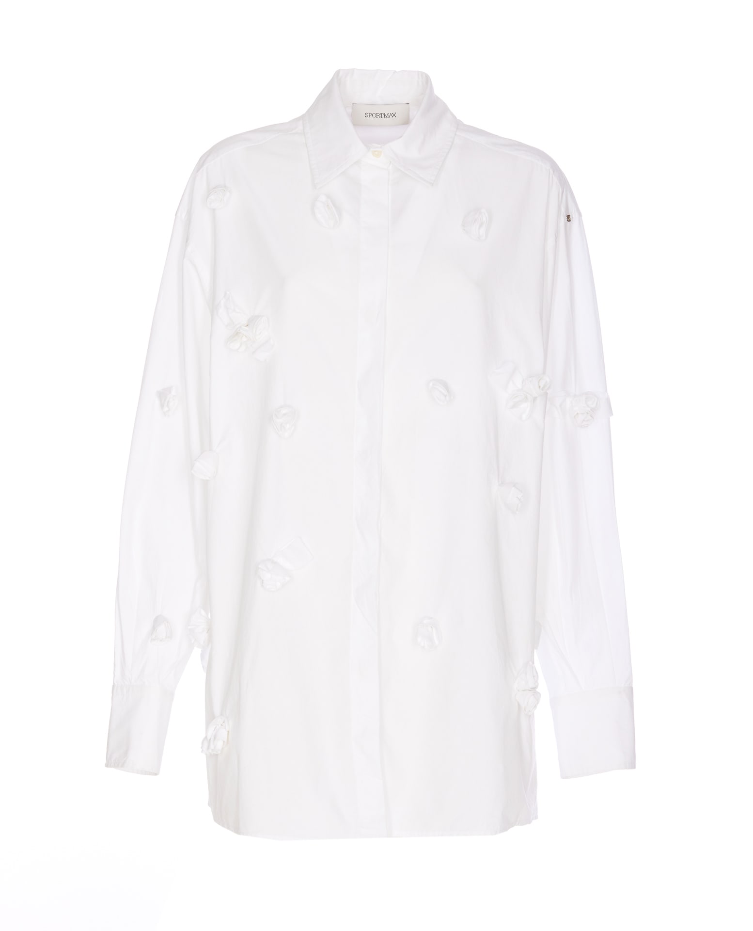 Shop Sportmax Oversized 3d Rose Detail Shirt In White