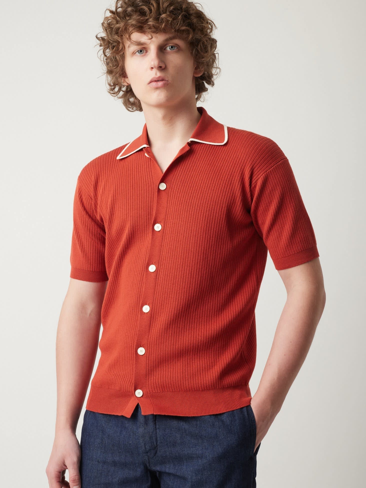 Doppiaa Aagar Cotton Terry Red Shirt With Short Sleeves