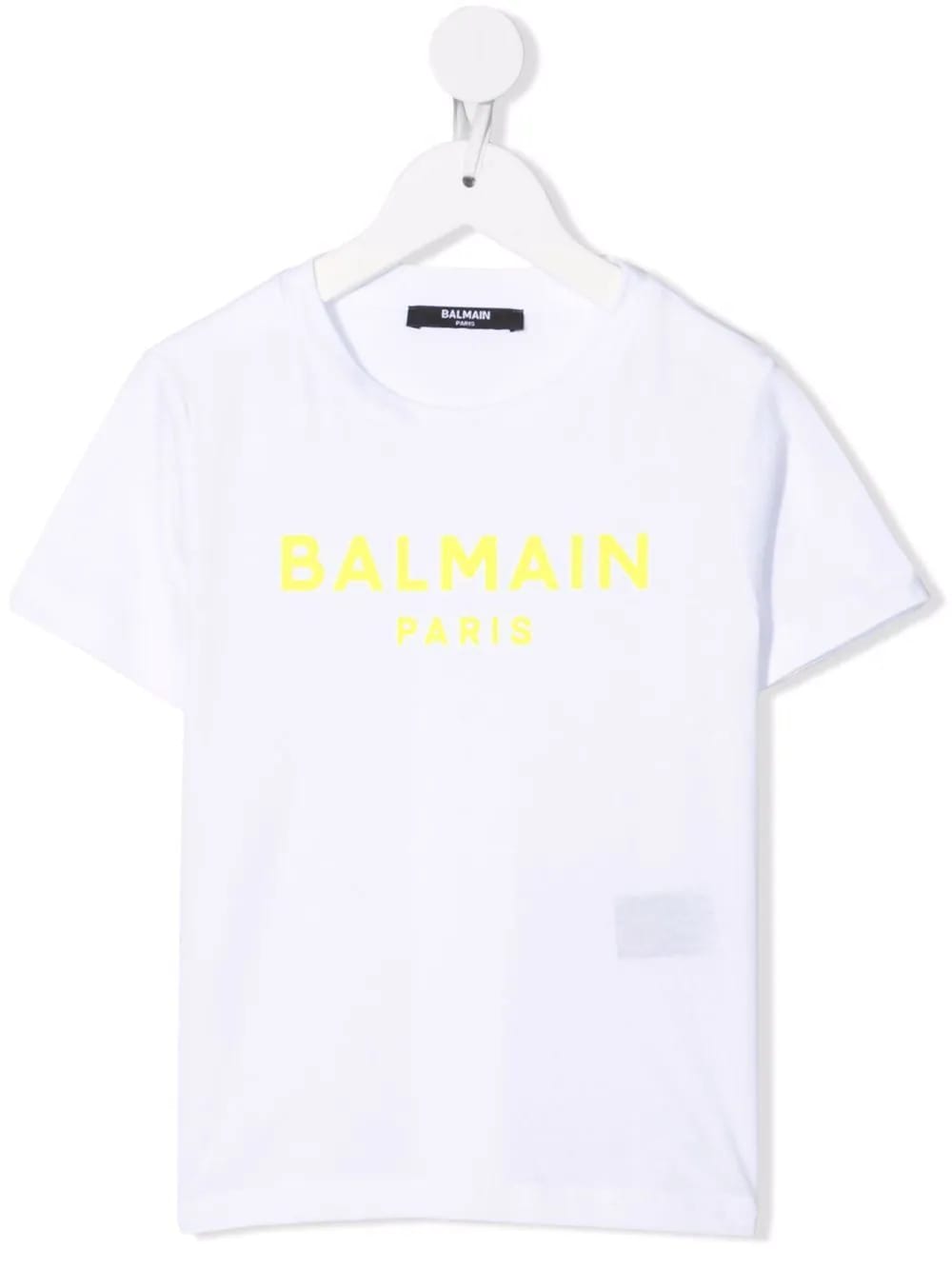 Balmain Kids White T-shirt With Yellow Velvet Logo