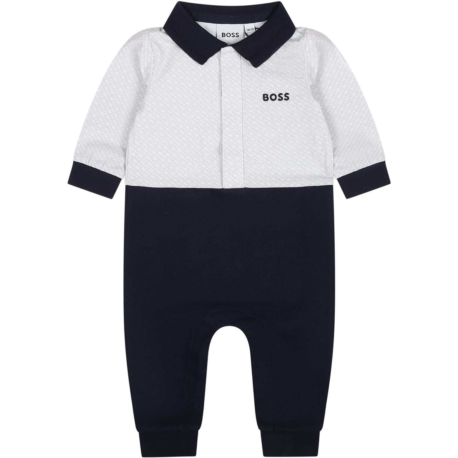 Hugo Boss Blue Babygrow For Baby Boy With Logo