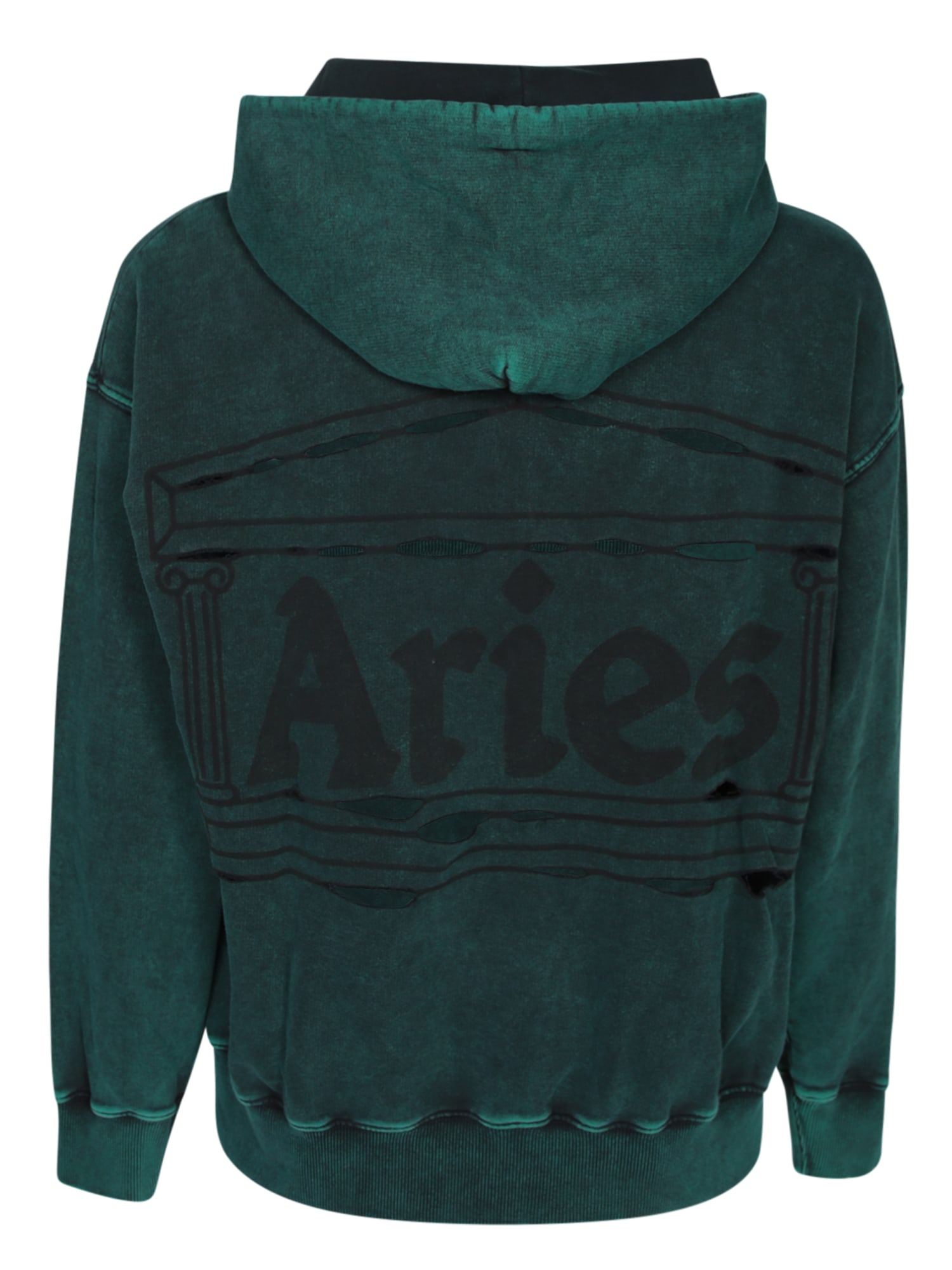 Shop Aries Logo-print Hoodie In Green