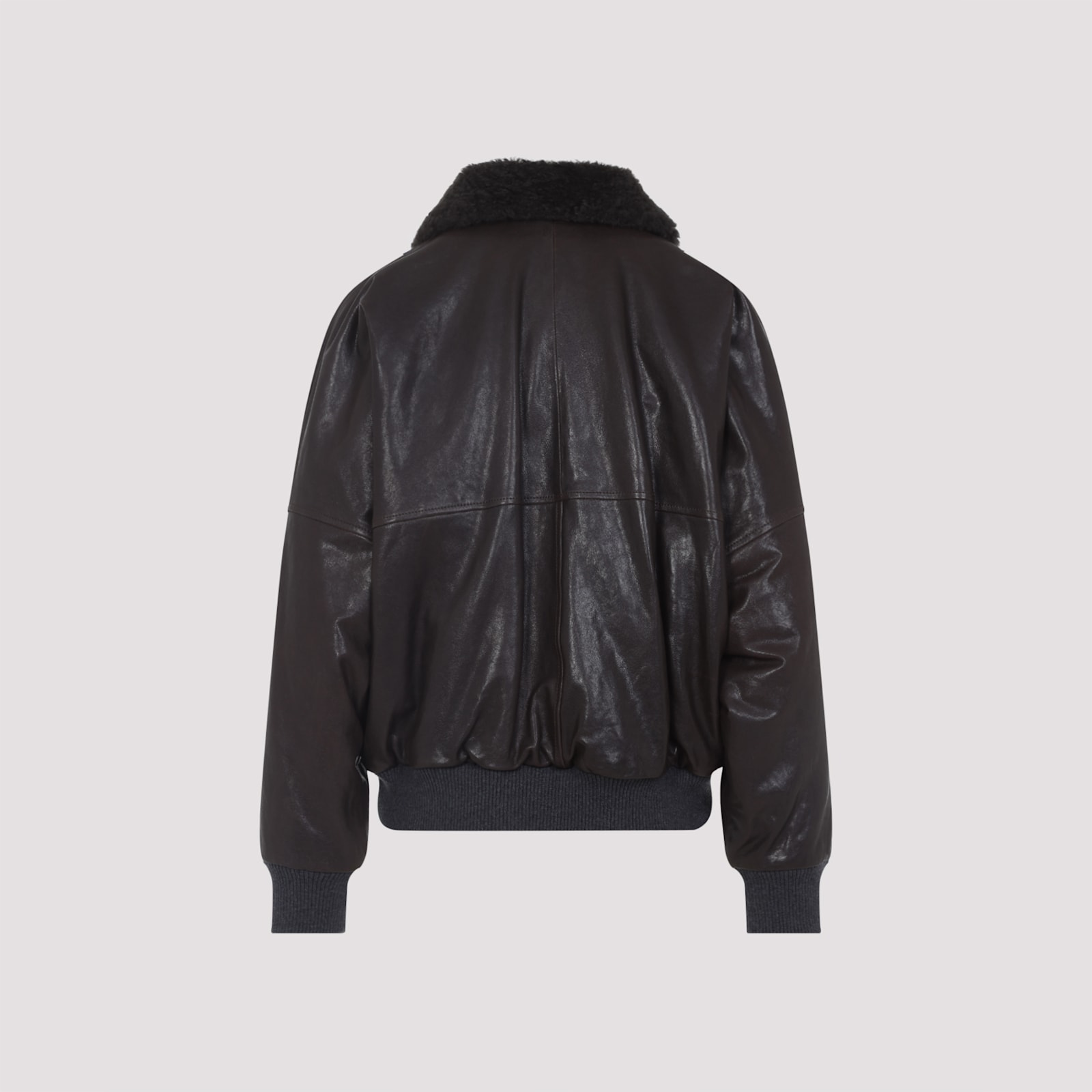 Brunello Cucinelli Leather Jacket In Black