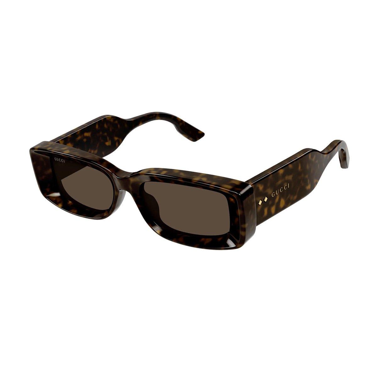 Gucci Rectangular Frame Sunglases In 002 Havana Havana Brown