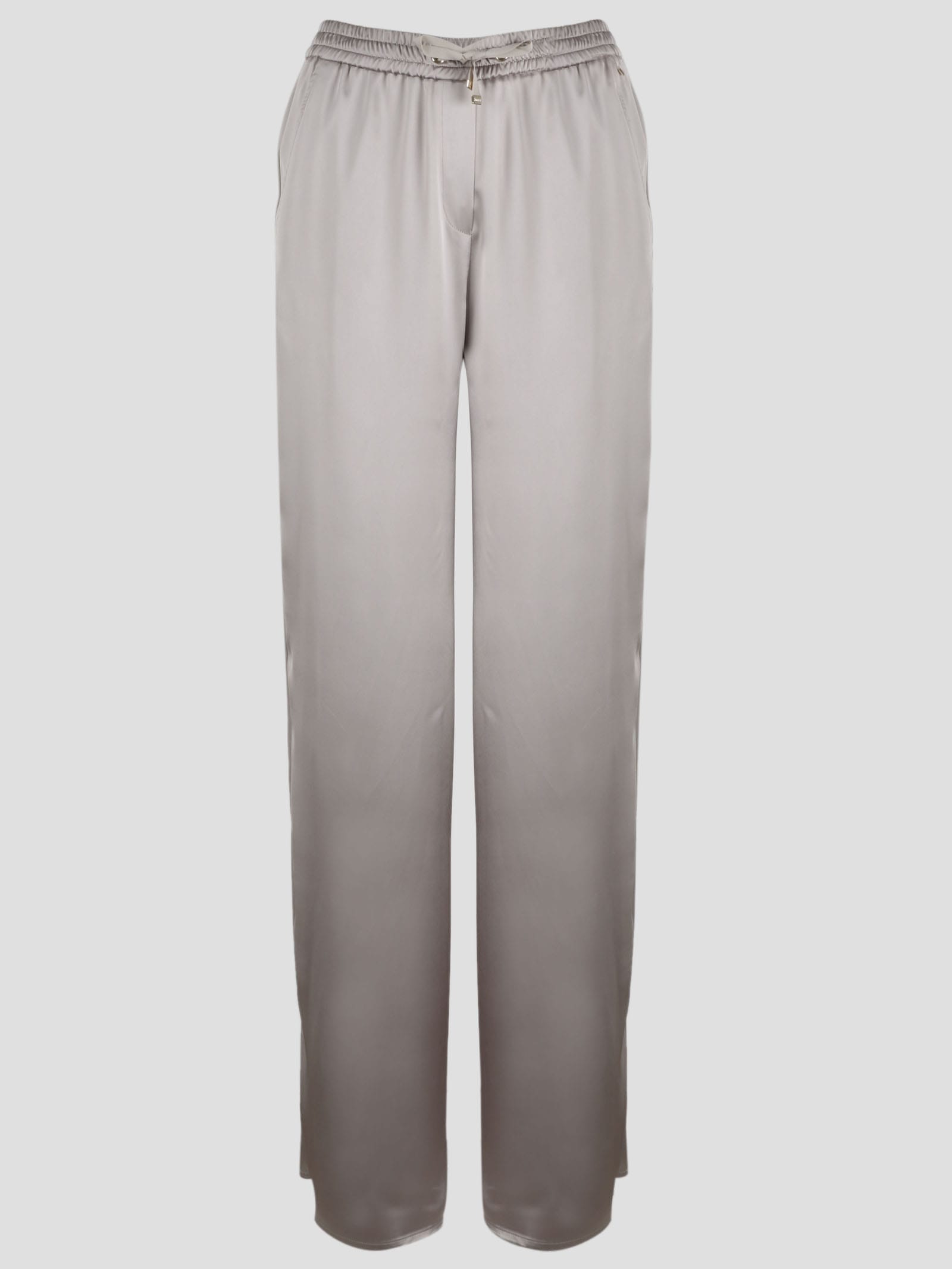 Shop Herno Casual Satin Trousers In Nude & Neutrals