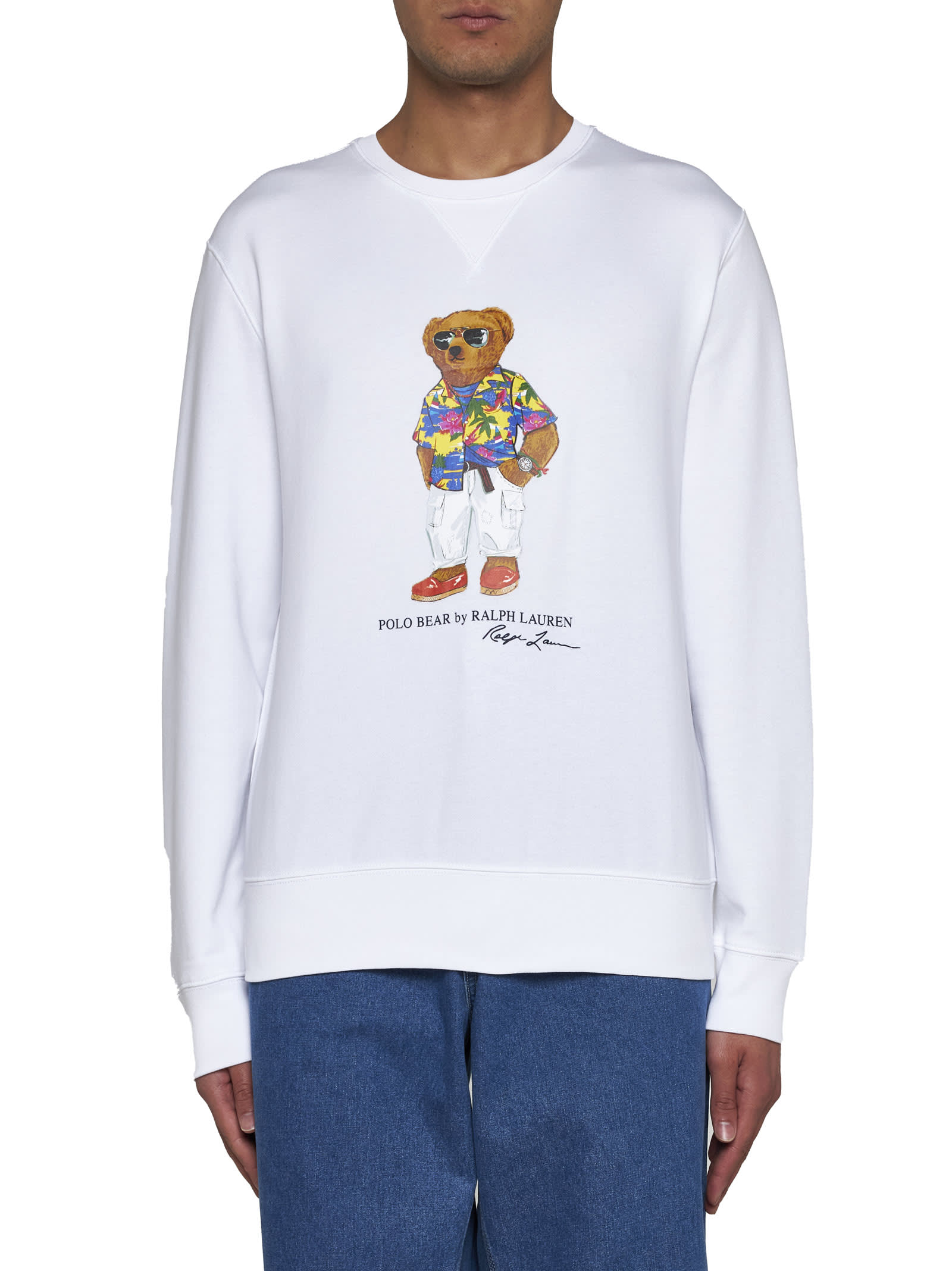 Shop Polo Ralph Lauren Sweater In Sp24 White Beach Club Bear