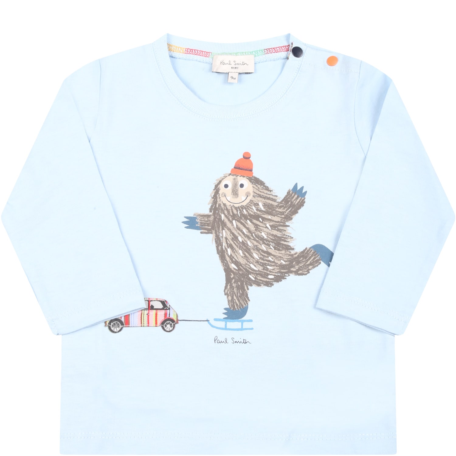 Paul Smith Junior Light Blue T-shirt For Baby Boy With Monster