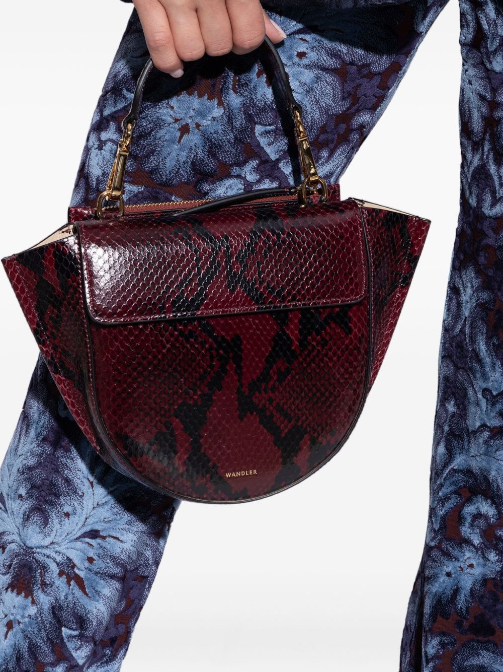 Wandler Hortensia Mini Bag In Burgundy Python In Burgundy