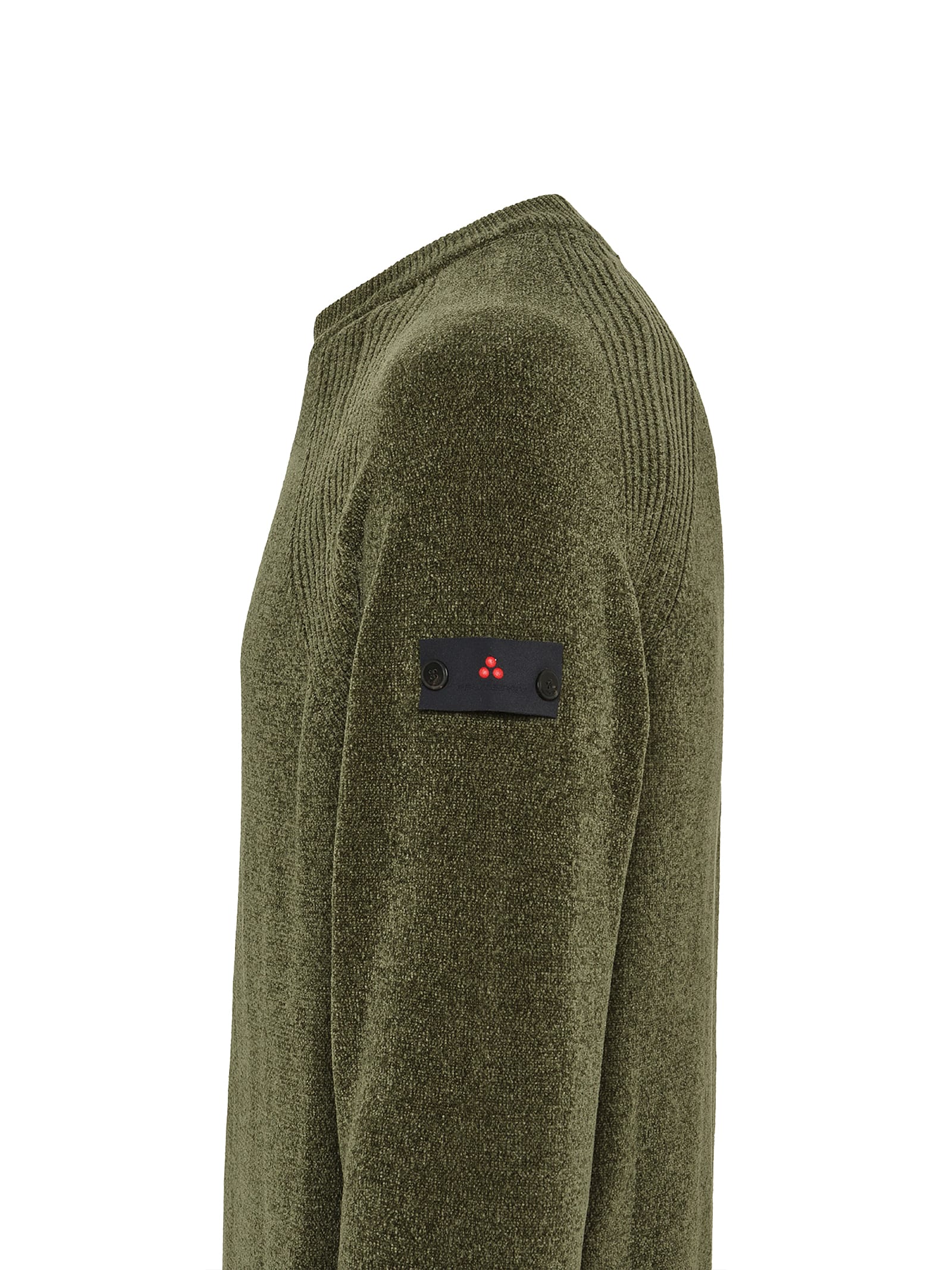 Shop Peuterey Green Crewneck Sweater With Side Logo In Militare