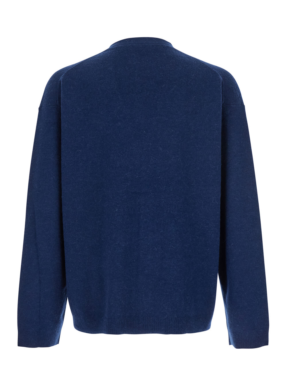 Jw Anderson Blue Cardigan With V Neck And And Front Zip Closure In Wool Blend Man In Blue