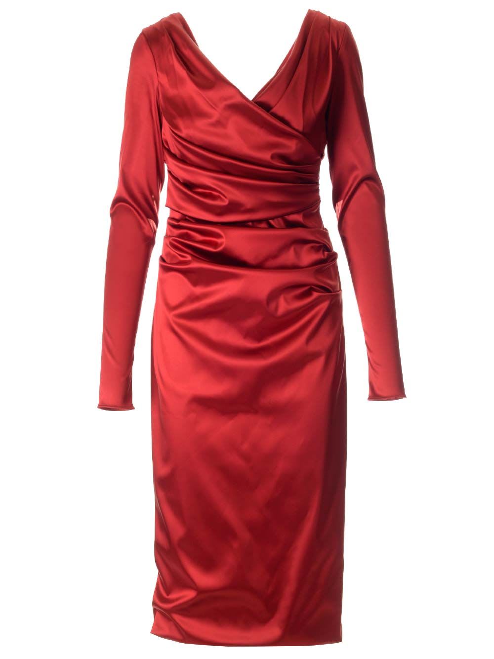 Dolce & Gabbana Woman Midi Dress Red Size 6 Acetate, Polyamide, Elastane In Red