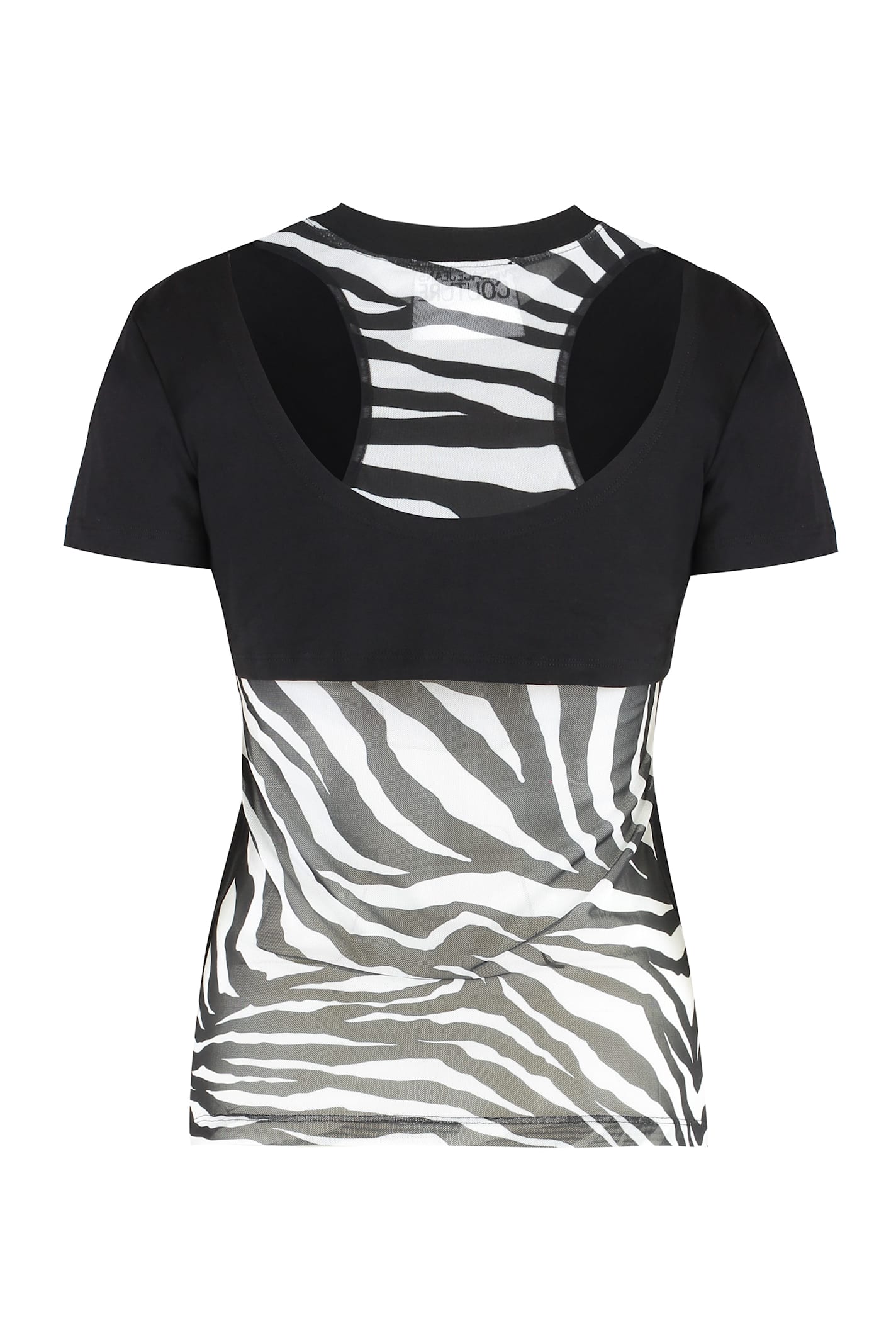 Versace Jeans Couture Zebra Pattern Crew Neck T-shirt In Black