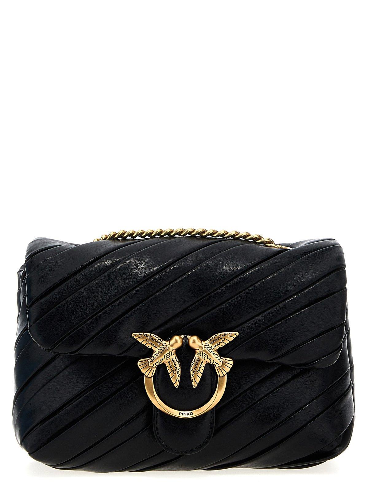 Shop Pinko Love Puff Mini Crossbody Bag In Nero