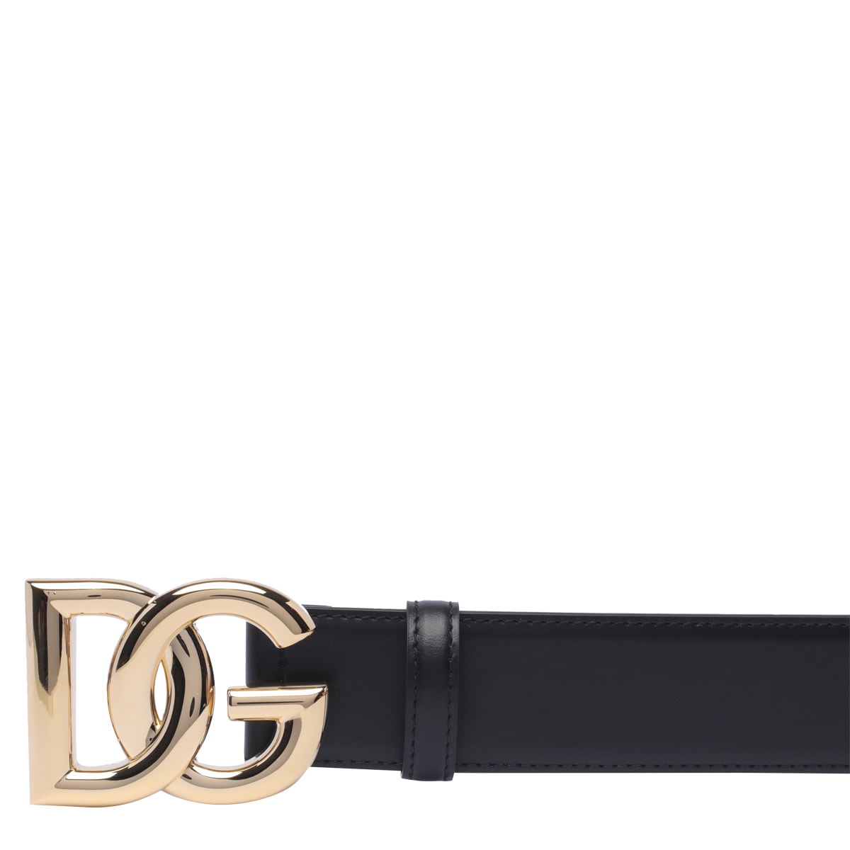 Shop Dolce & Gabbana Dg Logo Leather Belt In Black