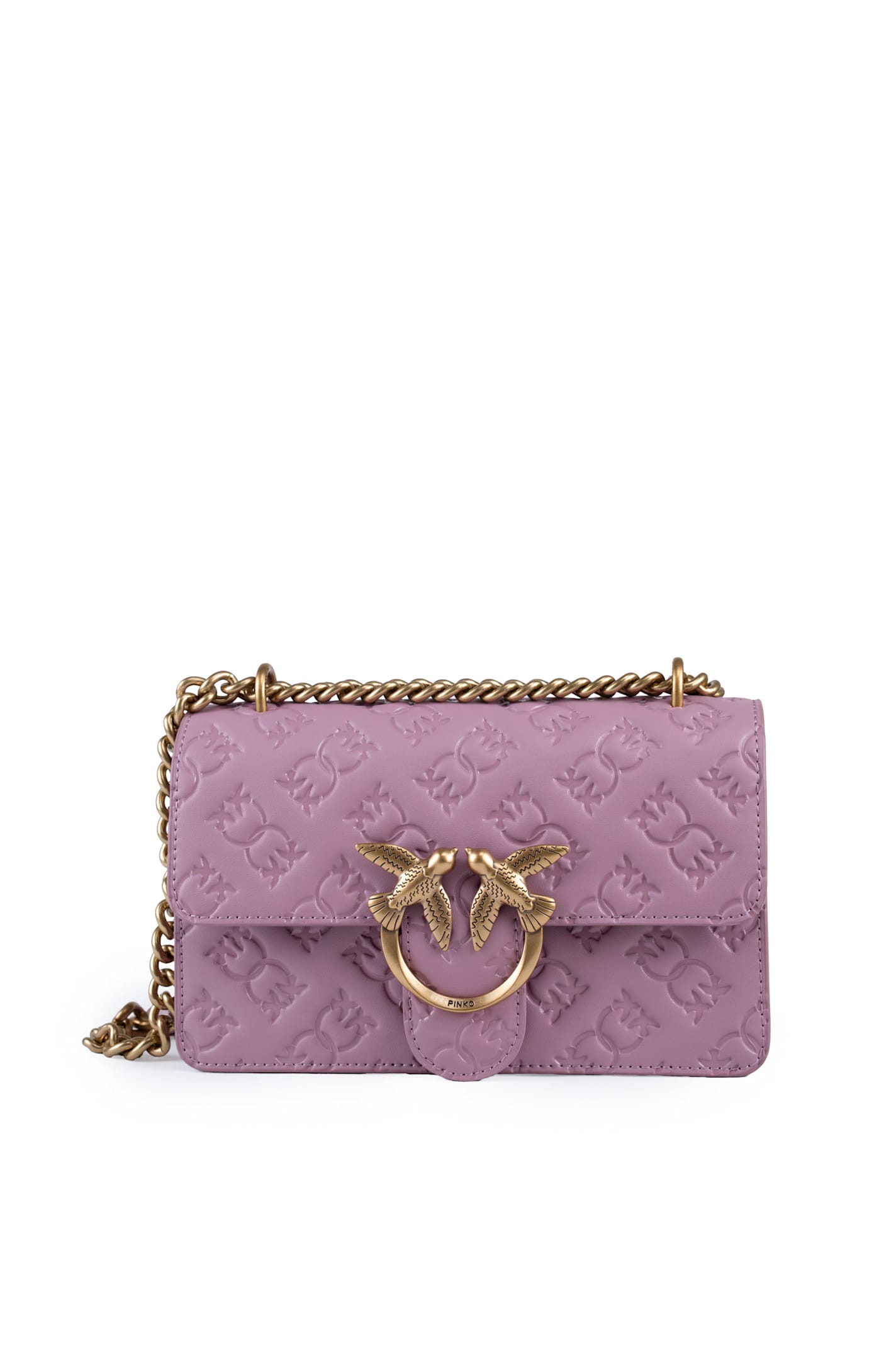 Pinko Mini Love One Leather Bag With Imprime Logo
